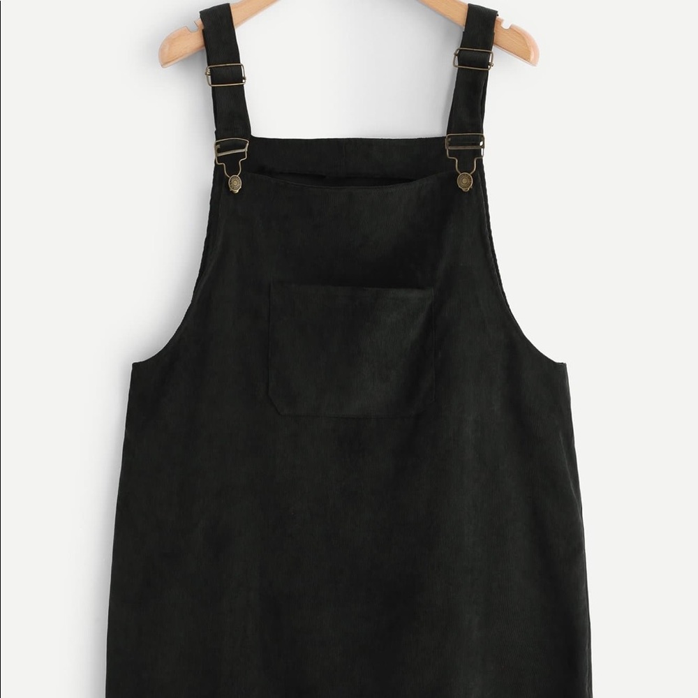 Black corduroy overall dress